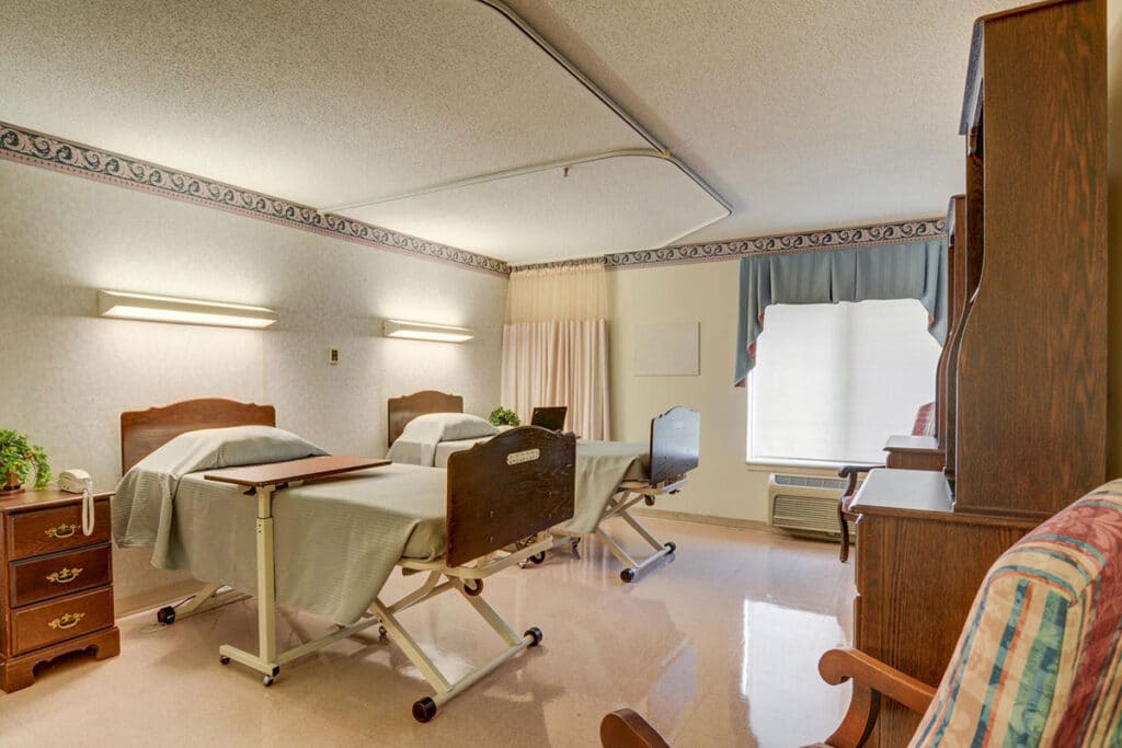 A semi-private room at Mentor Hills