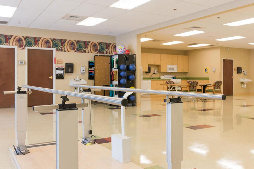 The physical therapy room at Mentor Hills