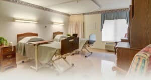 A shared room for patients at Mentor Hills